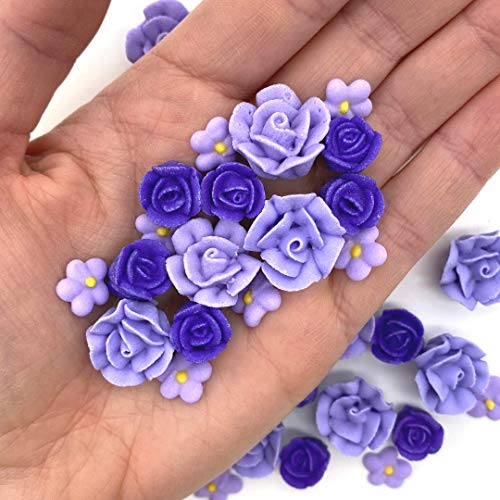 30 Violet Icing Flowers | Purple Flowers | Edible Roses| Lavende