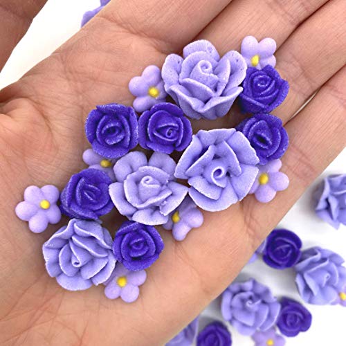 30 Violet Icing Flowers | Purple Flowers | Edible Roses| Lavende