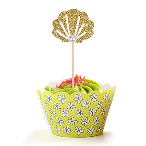 Since1989 24 Pcs Glitter Mermaid Cupcake Toppers, Mermaid Party