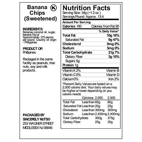 Sincerely Nuts Banana Chips Sweetened 2 Lb - Gluten-Free Foo