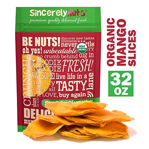 Sincerely Nuts Dried Organic Mango Slices 2 Lb- Gluten-Free Fo