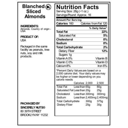 Sincerely Nuts – Raw Blanched Sliced Almonds | 3 Lb. Bag | Delic