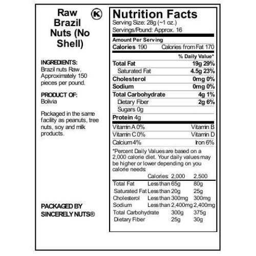 Sincerely Nuts Raw Brazil Nuts No Shell 5Lb Bag | Premium Heal