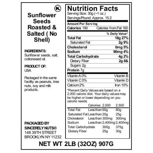 Sincerely Nuts Sunflower Seeds Roasted And Salted No Shell 2