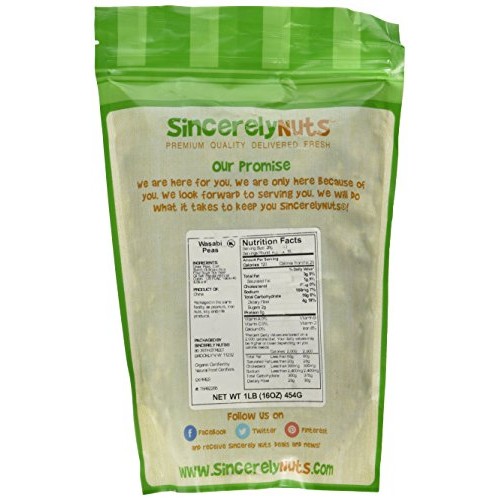 Sincerely Nuts Wasabi Peas 1 Lb - Great For Salads Or A Snack-