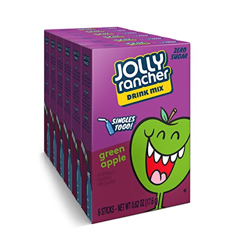 Jolly Rancher Drink Mix Green Apple -- 6 Boxes 36 Singles To Go
