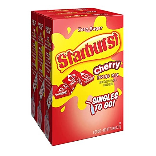 Starburst Singles To Go Powdered Drink Mix, Cherry, 3 Boxes with...