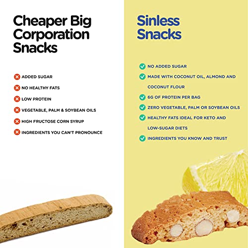 Sinless Snacks Biscotti Cookies - Keto Cookies for Kids & Adults...