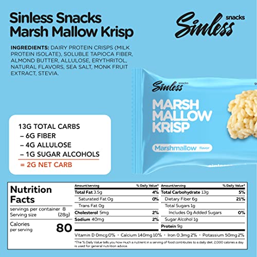 Sinless Snacks Marsh Mallow Krisp, Delicious Gluten Free Marshma...