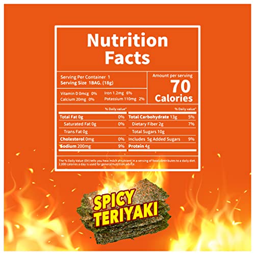 SIVI Teriyaki Seasoning Seaweed Snacks - Pack of 2 - Vegan, Plan...