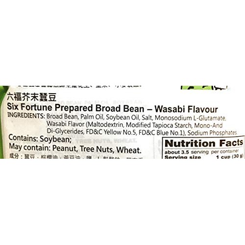 Six Fortune Wasabi Flavour Prepared Broad Bean 3.53 Oz3 Pack