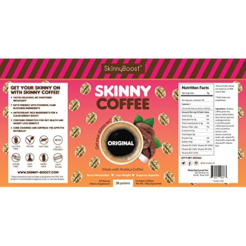 Skinny Boost Skinny Coffee- Unflavored Instant Slimming Coffee...