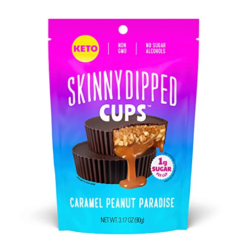 SkinnyDipped Caramel Peanut Paradise Cups, 1g Sugar per Cup, Ket...