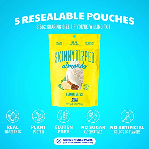 Skinnydipped Lemon Bliss Yogurt Covered Almonds, 3.5 Oz Resealab