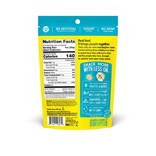 Skinnydipped Lemon Bliss Yogurt Covered Almonds, 3.5 Oz Resealab