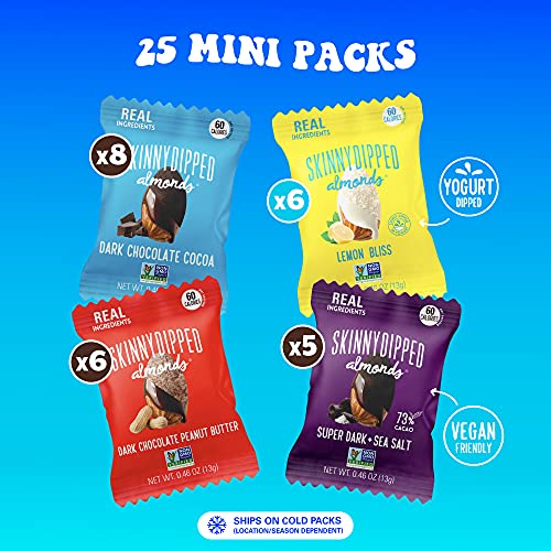 Skinnydipped Snack Attack Minis Almond Variety Pack, Healthy Sna