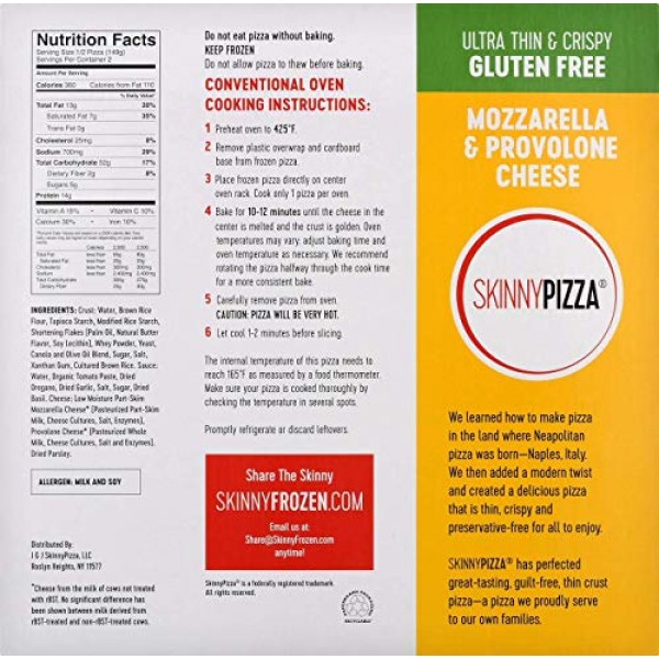 Skinnypizza Gluten Free Cheese Pizza Frozen 4 Pack