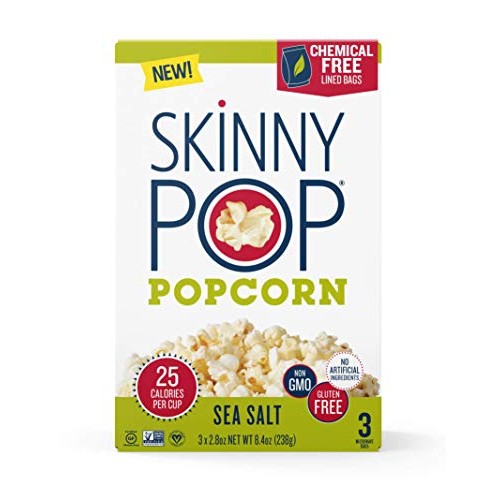 Skinnypop Microwave Sea Salt Popcorn Bags, Healthy Snacks, 2.8Oz