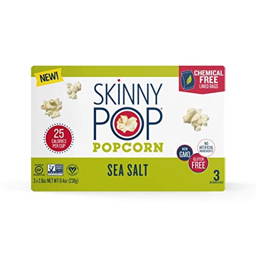 Skinnypop Microwave Sea Salt Popcorn Bags, Healthy Snacks, 2.8Oz