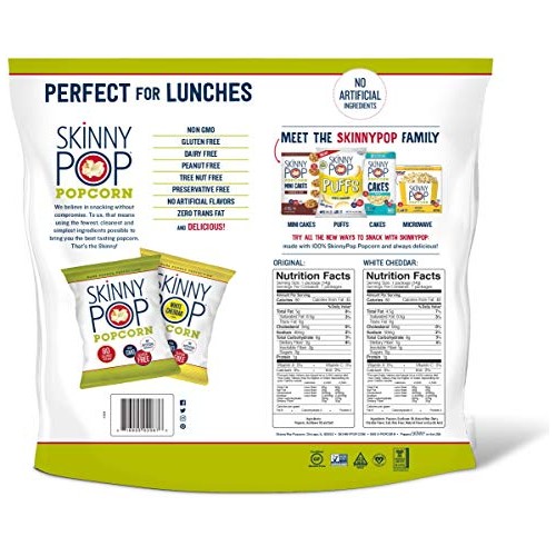 Skinnypop Popcorn, Original And White Cheddar Popcorn, Variety P