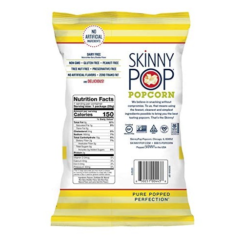 Skinnypop Popped White Cheddar Popcorn, Individual Bags, Healthy