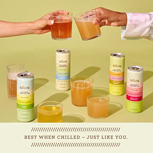 Collagen Sparkling Tea By Skinte | 4-Flavor Variety Pack | 12 Oz