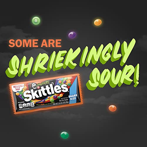 Skittles Shriekers Sour Chewy Halloween Candy Share Size Bag, 3.6Oz