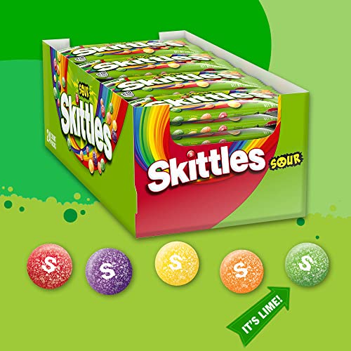Skittles Sour Chewy Candy Bulk Pack, 1.8 Oz 24 Full Size Packs