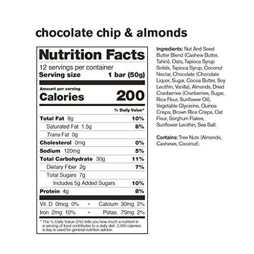 Skratch Labs Anytime Energy Bar, Chocolate Chip And Almonds, 12