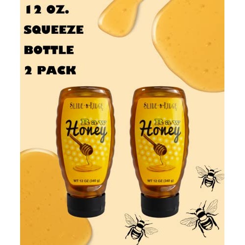 Slide Ridge Raw Honey 12 Oz Squeeze Bottle, All Natural &Amp; Unfilt