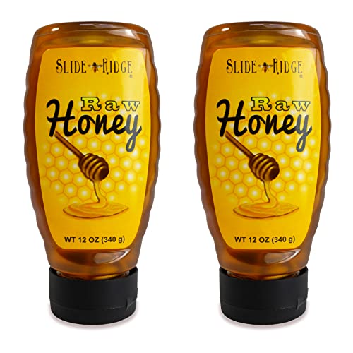 Slide Ridge Raw Honey 12 Oz Squeeze Bottle, All Natural &Amp; Unfilt