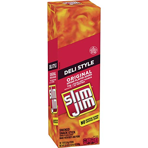 Slim Jim Deli Stick Original, Packed With Protein, 1.8-Ounce, 18