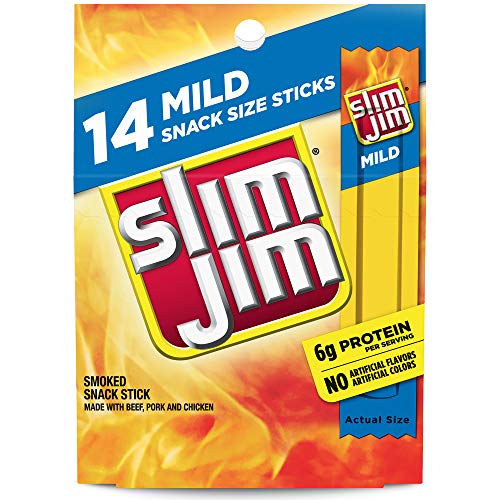 Slim Jim Mild Smoked Snack Stick, 0.28 Ounce Pack of 14