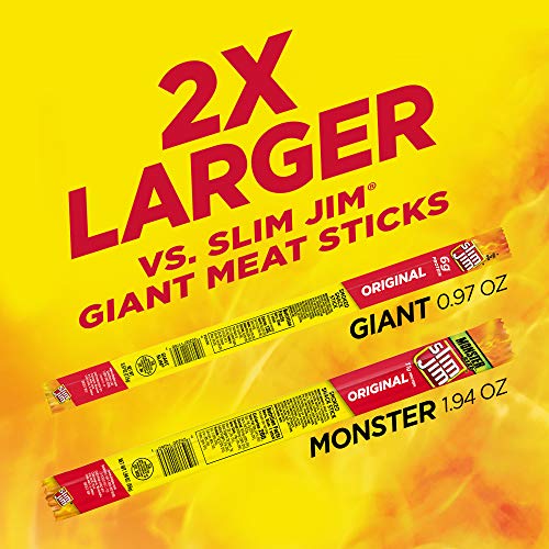 Slim Jim Monster Smoked Meat Sticks, Original, Packed With Prote