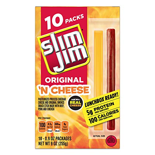 Slim Jim Original N Cheese Smoked Meat Stick, Easy, On-the-Go S...
