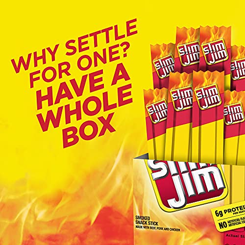 Slim Jim Snack-Sized Smoked Meat Stick, Original Flavor, Keto Fr...