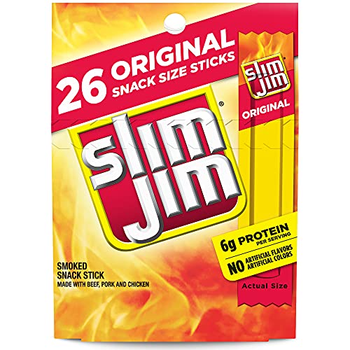 Slim Jim Snack-Sized Smoked Meat Stick, Original Flavor, Keto Fr...