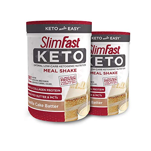 Slimfast 2 Piece Keto Meal Replacement Powder Vanilla Cake Batte