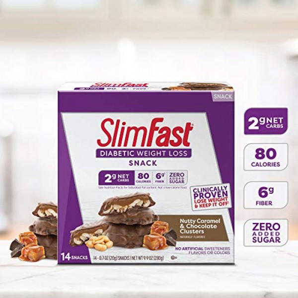 Slimfast Diabetic Weight Loss Snack, Nutty Caramel &Amp; Chocolate C