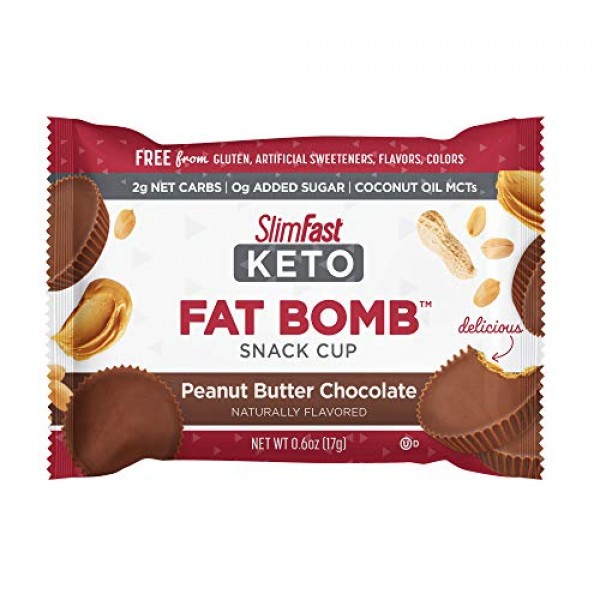 Slimfast Keto Fat Bomb Snacks, Peanut Butter Cup, Each 14 Count