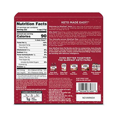 Slimfast Keto Fat Bomb Snacks - Caramel Cup - 17 Grams - 14 Coun