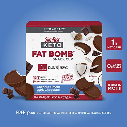 Slimfast Keto Fat Bomb Snacks - Coconut Cream Dark Chocolate - 1