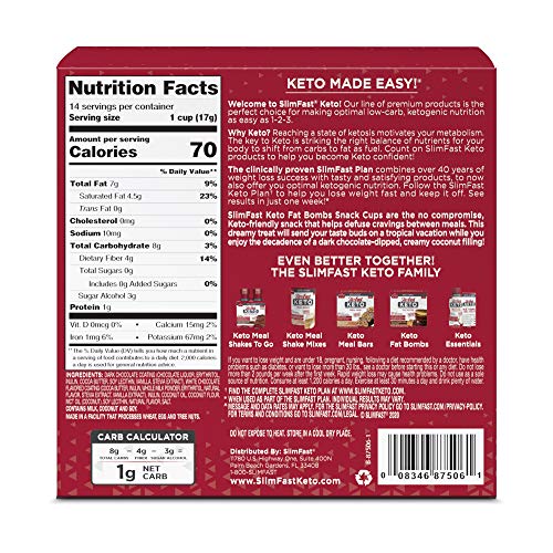 Slimfast Keto Fat Bomb Snacks - Coconut Cream Dark Chocolate - 1