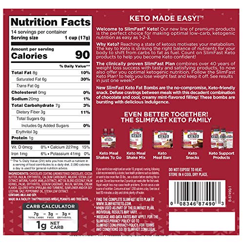 Slimfast Keto Fat Bomb Snacks, Mint Cup, 17 Grams, 14 Count Box