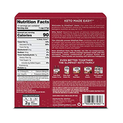 Slimfast Keto Fat Bomb Snacks, Peanut Butter Cup, 17 Grams, 14 C