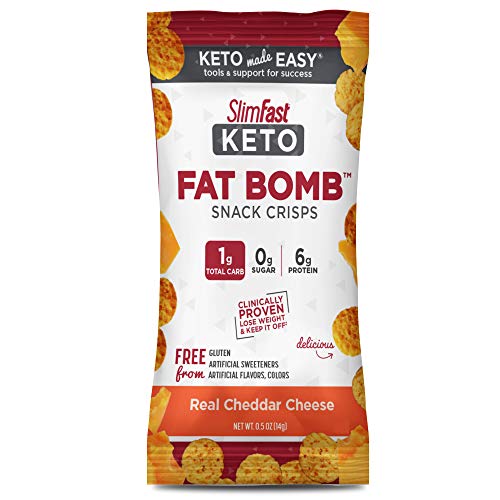 Slimfast Keto Fat Bomb Snacks, Real Cheddar Cheese Crisps, 6 Count