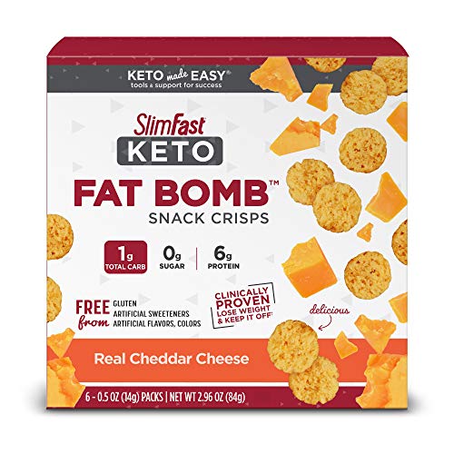 Slimfast Keto Fat Bomb Snacks, Real Cheddar Cheese Crisps, 6 Count