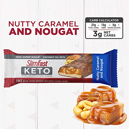 Slimfast Keto Meal Replacement Bar, Nutty Caramel &Amp; Nougat, 8.5 Oz