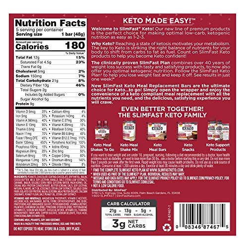 Slimfast Keto Meal Replacement Bar, Nutty Caramel &Amp; Nougat, 8.5 Oz