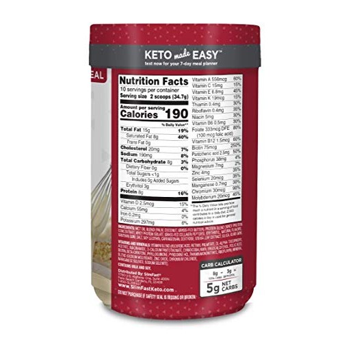 Slimfast Keto Meal Replacement Shake Powder - Vanilla Cake Batte